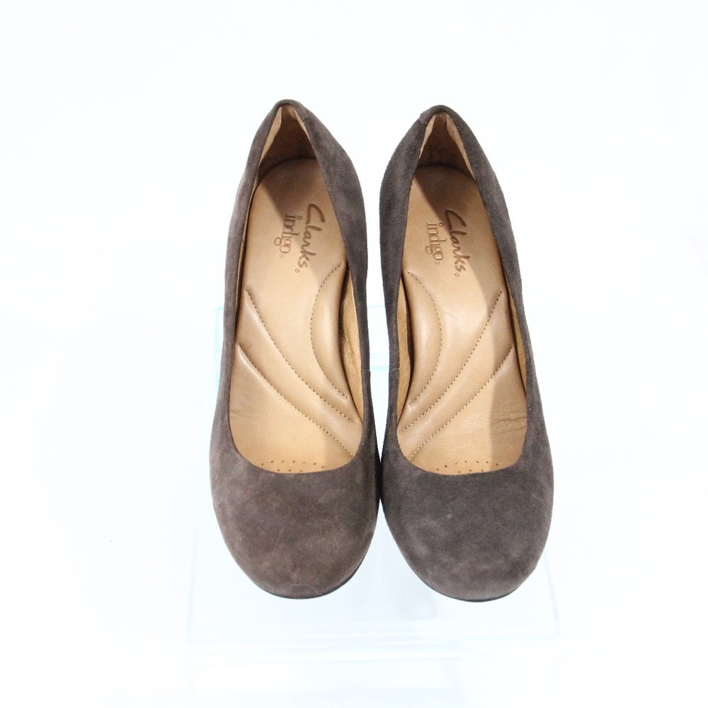 Clarks Brown Suede Pumps Women Heels - Picture 4 of 7